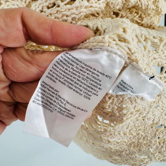 H&M Cream Crochet Look Sleeveless Textured Lace Knit Tank Top High Neck Size XXL - Picture 5 of 8